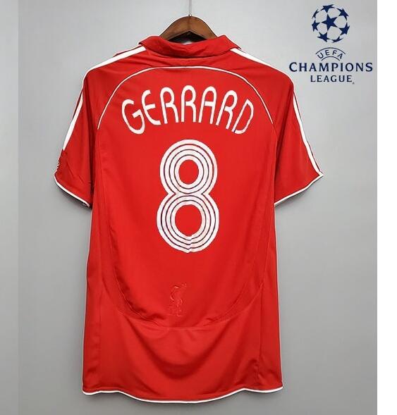 2006-08 Liverpool Retro Home Kit Soccer Jersey GERRARD #8 with UCL Printing